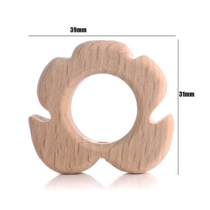 10Pcs Beach Wood Baby Beads Animal Shape Wooden Newborn Teething Ring