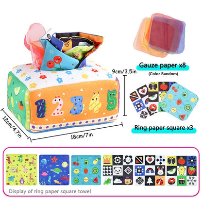 Baby Montessori Boxes Baby Toys Infant Pull Along Magic Tissue Box