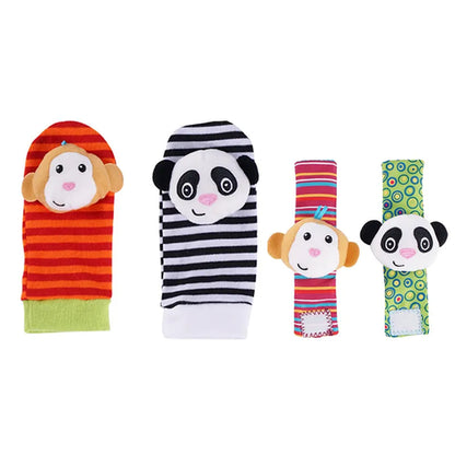 4PCS/SET Baby Rattle Toys Cute Stuffed Animals Wrist Rattle Foot