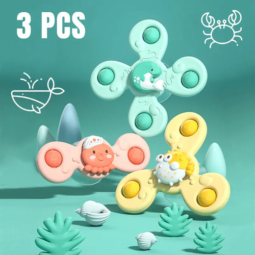 3Pcs/Set Baby Bath Toys Funny Bathing Sucker Spinner Suction Cup