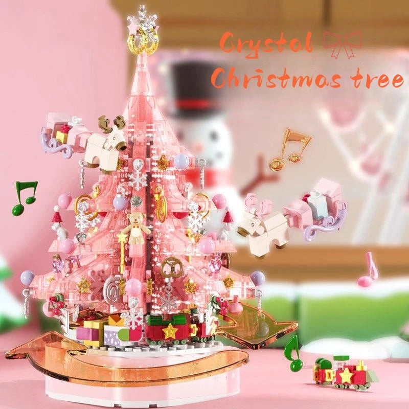 Crystal Christmas tree music box assembly puzzle block toys to give