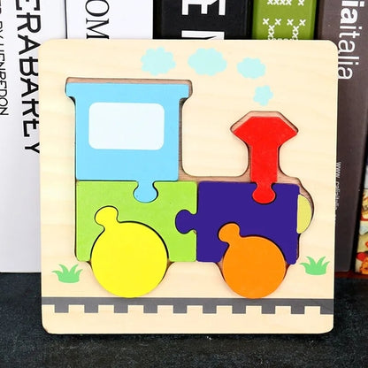 Baby High Quality 3D Wooden Puzzles Educational Cartoon Animals Early