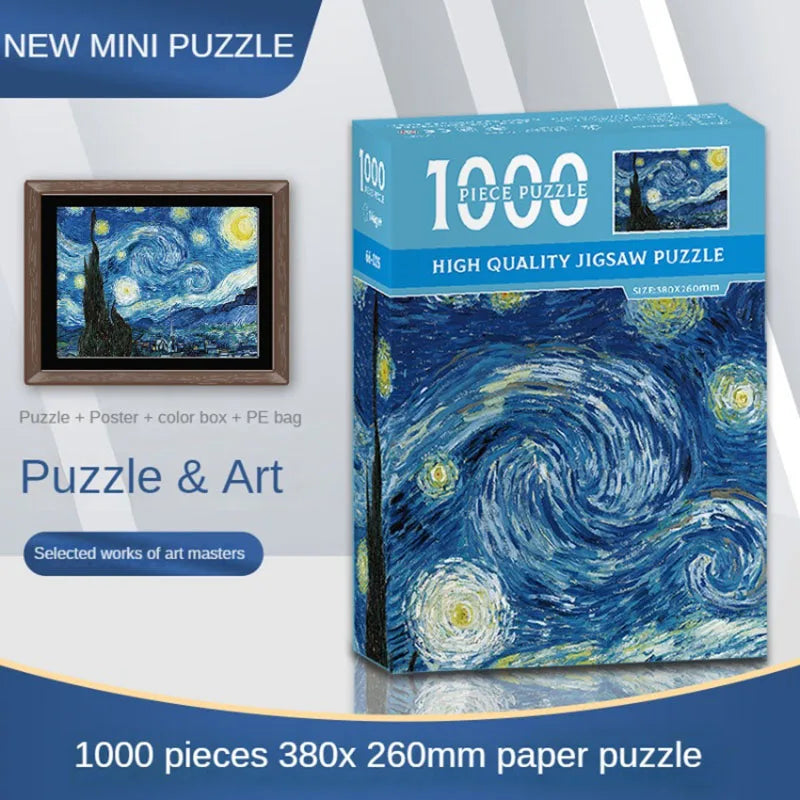 MaxRenard Mini Jigsaw Puzzle 1000 Pieces for Adults Van Gogh The