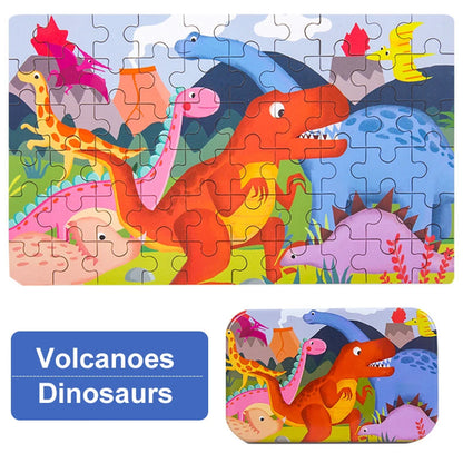 60 Pieces Jigsaw Puzzle Cartoon Animal Vehicle Montessori Games