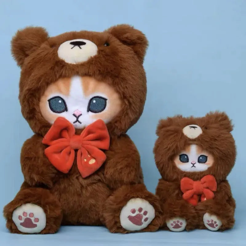 Cute Bear Coat Cat Toy Bow Cat Plush Doll Pendant Doll Beautiful Room