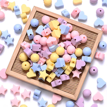 50Pcs Mix Style Silicone Beads Baby Heart Star Shape Nuring Teething