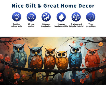 Owl Family ooden Puzzle, Uniquely Irregular Animal Shaped Wooden