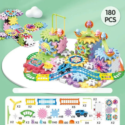 263pcs Electric Gears 3D Model Building Blocks Plastic Kid House