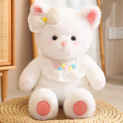 45cm Cute Bow Cat And Bear Plush Toys Doll Pillow Stuffed Toy Stuffed