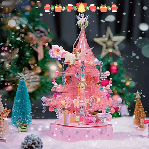 Crystal Christmas tree music box assembly puzzle block toys to give