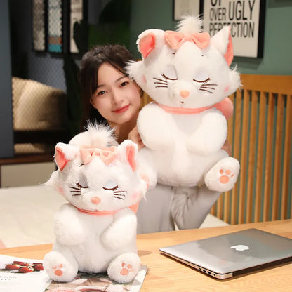 Cute White Cat With Bow Plush Toys Lovely Cartoon Animals Stuffed