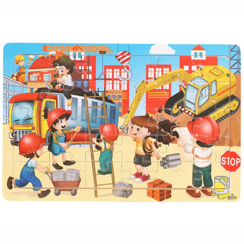 30 Pieces Wooden Jigsaw Puzzle Kids Cartoon Animal Vehicle Puzzles