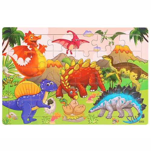 30 Pieces Wooden Jigsaw Puzzle Kids Cartoon Animal Vehicle Puzzles