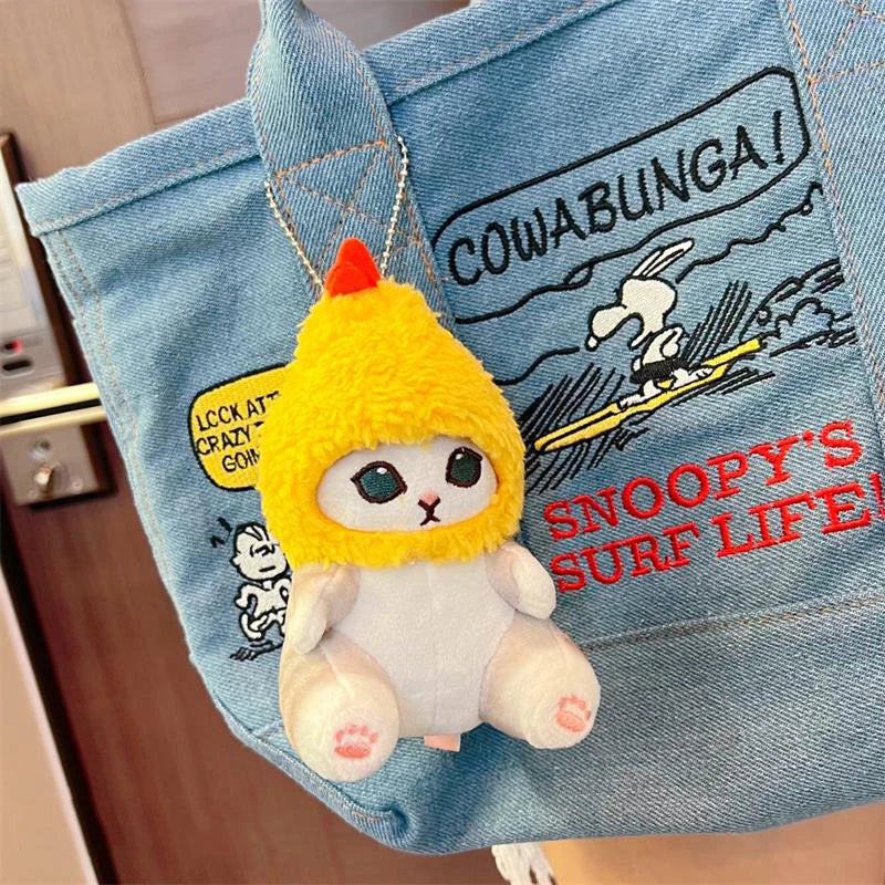 Kawaii Tempura Fried Shrimp Shark Cat Plush Doll Keychain Cartoon Cute