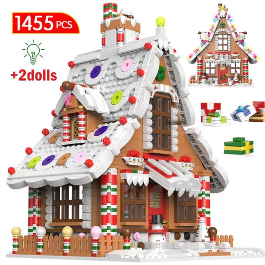 In Stock 1455Pcs City Christmas House Gingerbread Building Blocks