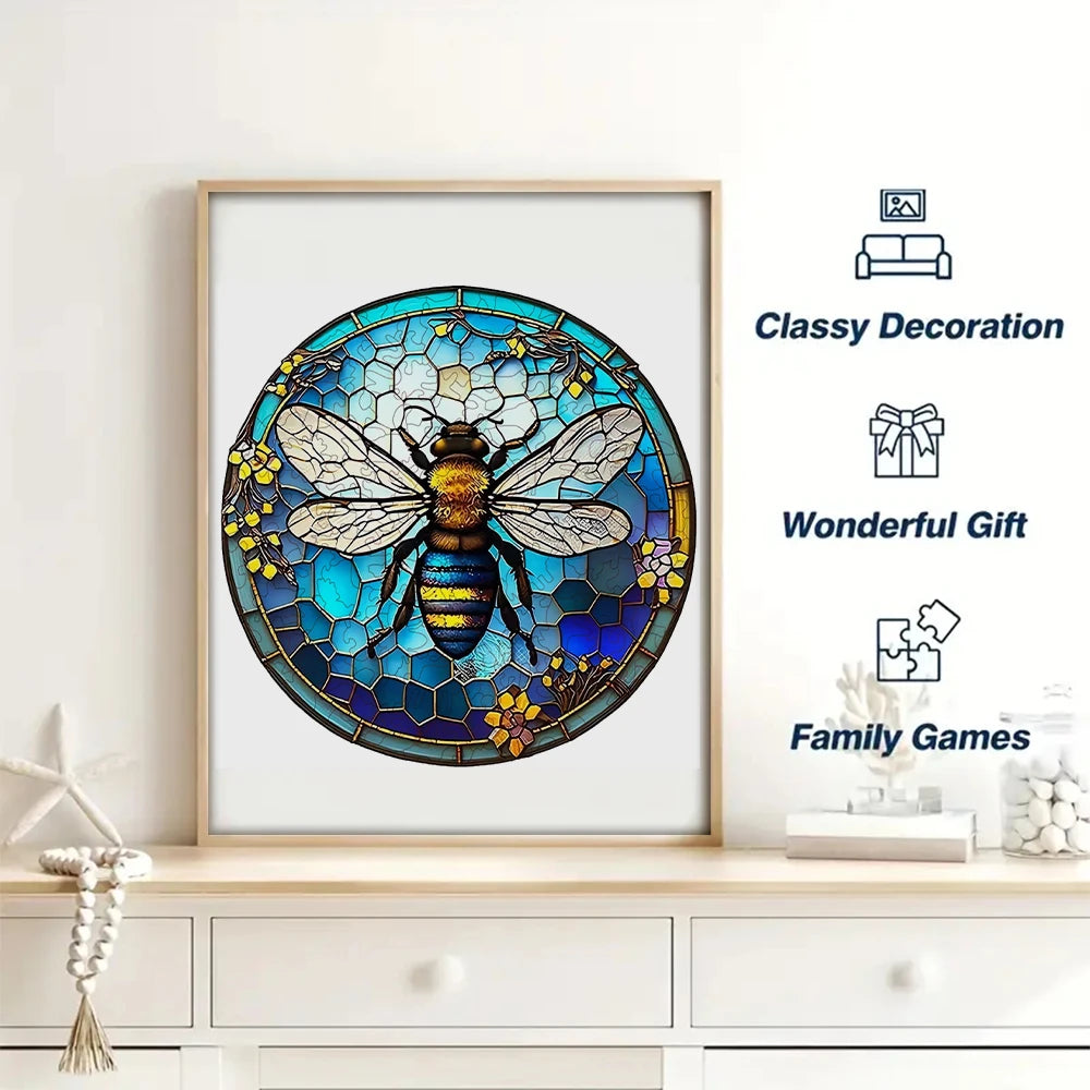 Special-shaped Puzzle, Bee Wooden Jigsaw Puzzle, Educational Creative