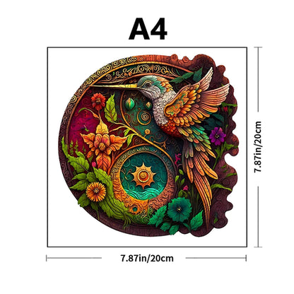 Hummingbird Disc Wooden Colorful Jigsaw Puzzle, Alien Shape Animal