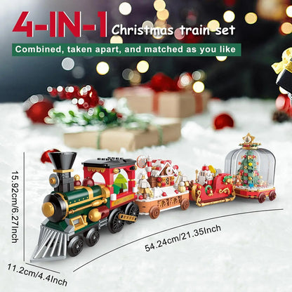 Children's Christmas Train Building Block Set DIY Christmas Tree Music