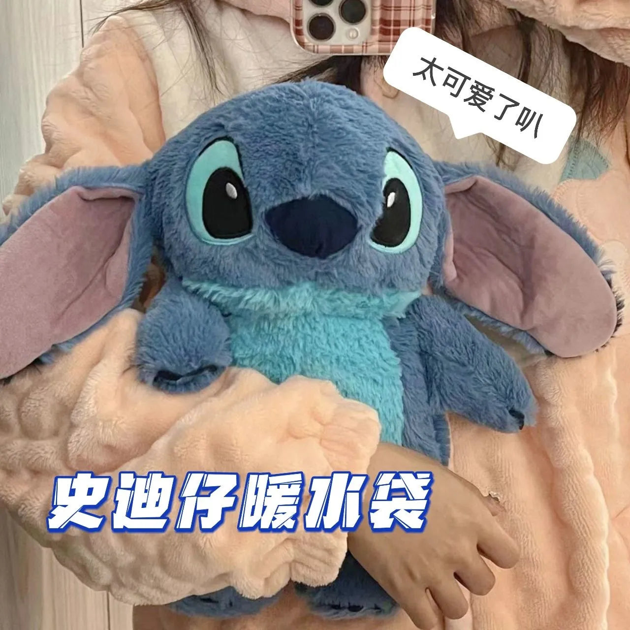 Anime  Kawaii Turo Lilo Stitch Plush Hot Water Bottle Winter Women'S