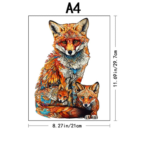 Warm Fox Family Wooden Puzzle Creative Variety Of Special Shapes