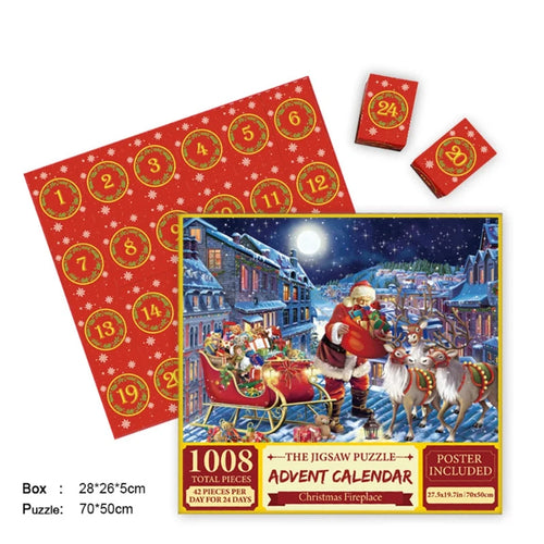 New Christmas puzzle 24 grid countdown blind box 1008 pieces creative