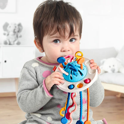 Montessori Pull String Sensory Toys Baby 6 12 Months Silicone Activity