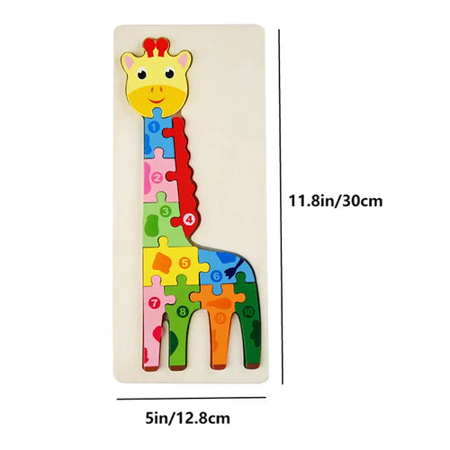 Rectangle Wooden Puzzle for Kids, Animals Vehicles Pattern Colorful