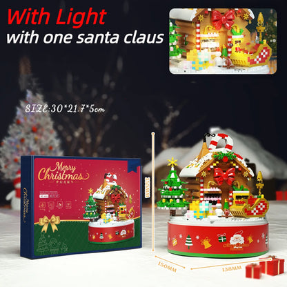 Christmas Series Building Blocks Toys for Children Xmas Gift Music Box