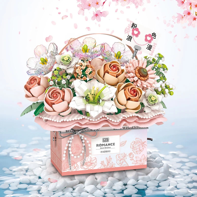 Flower Bouquet Gift Box Eternal Flower Series Mini Particle Building