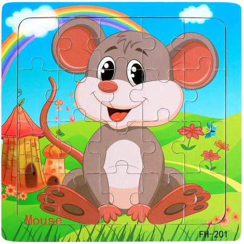 20piece Wooden Puzzle Cartoon Animals Car Letter Number Pattern Jigsaw