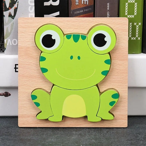 Baby High Quality 3D Wooden Puzzles Educational Cartoon Animals Early