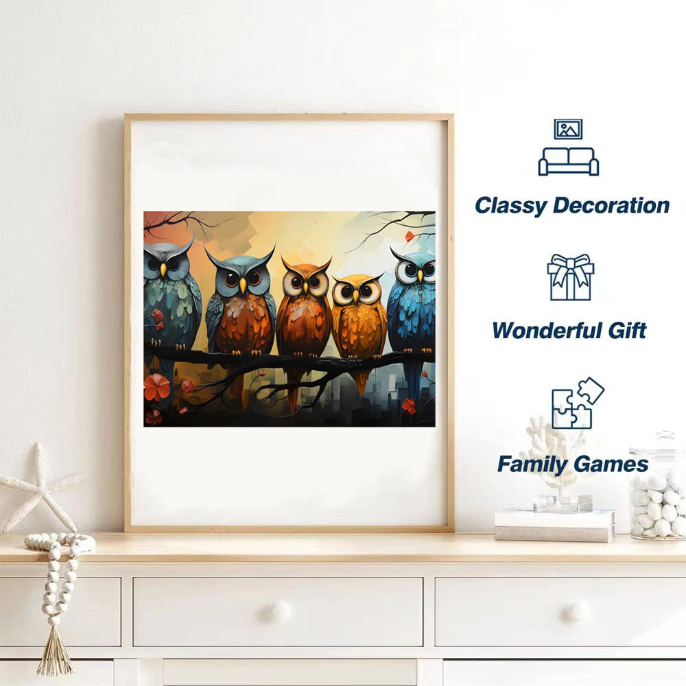 Owl Family ooden Puzzle, Uniquely Irregular Animal Shaped Wooden