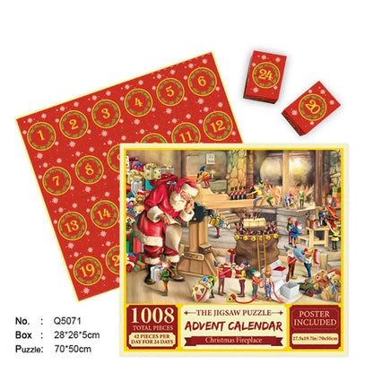 New Christmas puzzle 24 grid countdown blind box 1008 pieces creative