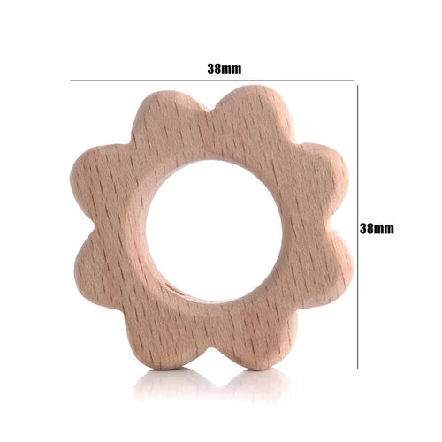 10Pcs Beach Wood Baby Beads Animal Shape Wooden Newborn Teething Ring