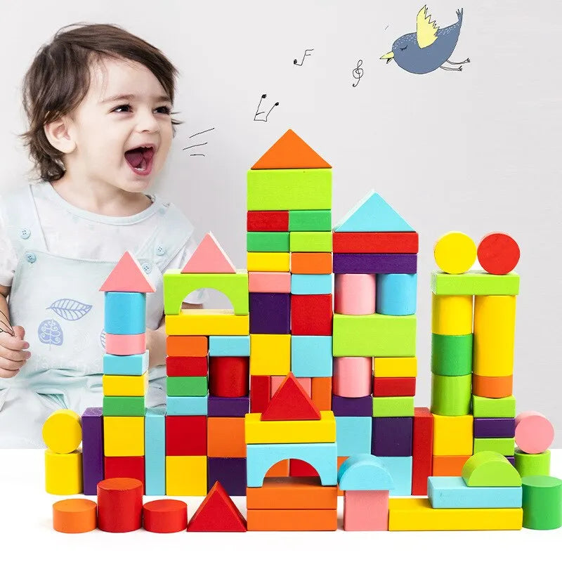 40pcs/Sets Large Safe Wooden Building Blocks Early Educational Blocks