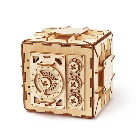 Safe Box Treasure 3d Wooden Model Locker Kit Diy Coin Bank Mechanical