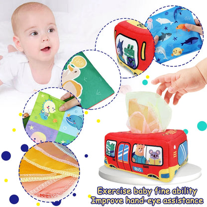 Baby Montessori Boxes Baby Toys Infant Pull Along Magic Tissue Box