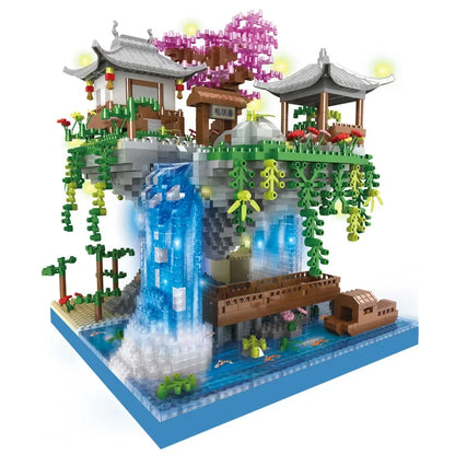 Ancient Architecture Peach Blossom Pond Castle Girl Model Building