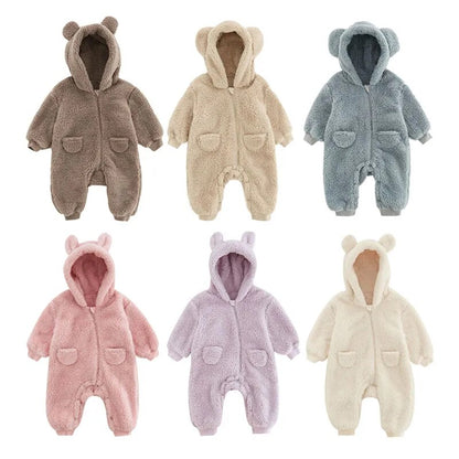 0-2Y Newborn Baby Rompers Spring Autumn Warm Fleece Baby Boys Costume