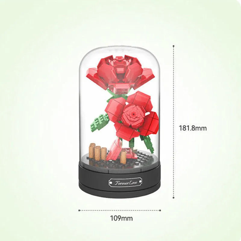 Rose Music Box Immortal Flower DIY Building Block Musical Box Romantic