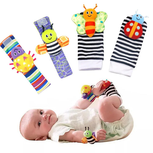 0~24 Months Baby Rattles Soft Plush Toys Foot Wrist Rattle Set Cartoon