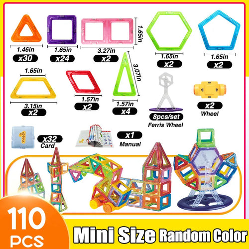 64-184Pcs Kids Magnetic Building Blocks Mini Size Magnet Toys for Boys