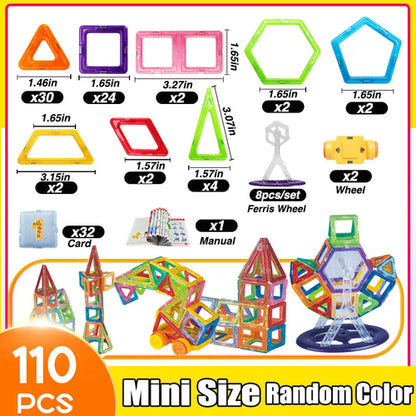 64-184Pcs Kids Magnetic Building Blocks Mini Size Magnet Toys for Boys