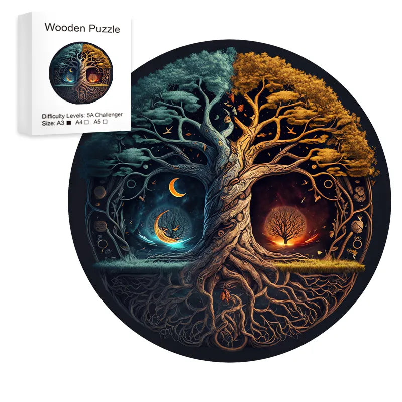 Yin-Yang Tree Wooden Puzzles For Adults,Wooden Animals Shaped Puzzles,