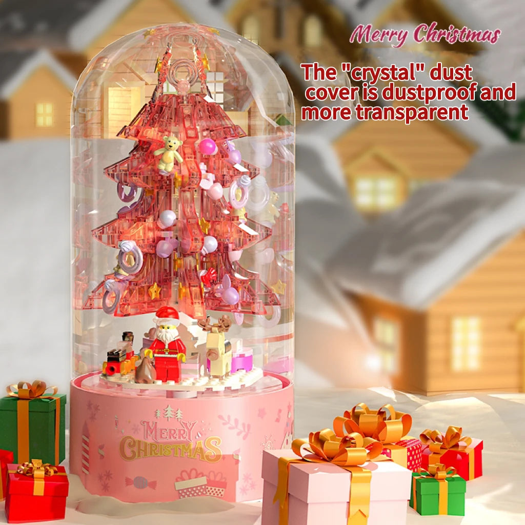 Christmas gift blocks Christmas Tree Music Box Girl Rotation Music Box