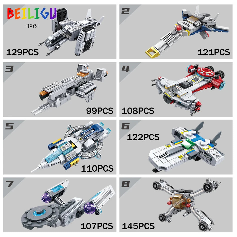 8IN1 941PCS Space Battleship Aircraft Fighter Building Blocks Star