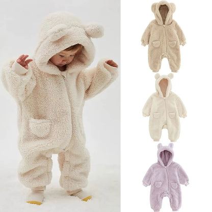 0-2Y Newborn Baby Rompers Spring Autumn Warm Fleece Baby Boys Costume