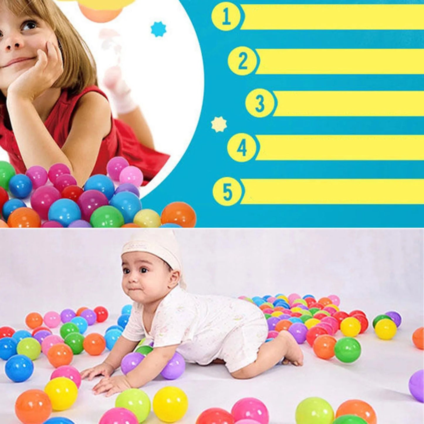 100Pcs 55MM Baby Plastic Balls Water Pool Ocean Ball Games for