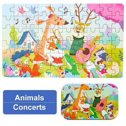 60 Pieces Jigsaw Puzzle Cartoon Animal Vehicle Montessori Games