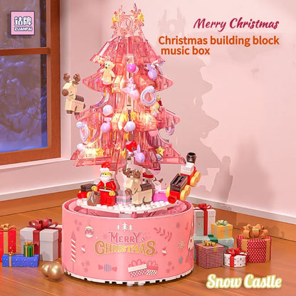 Christmas gift blocks Christmas Tree Music Box Girl Rotation Music Box